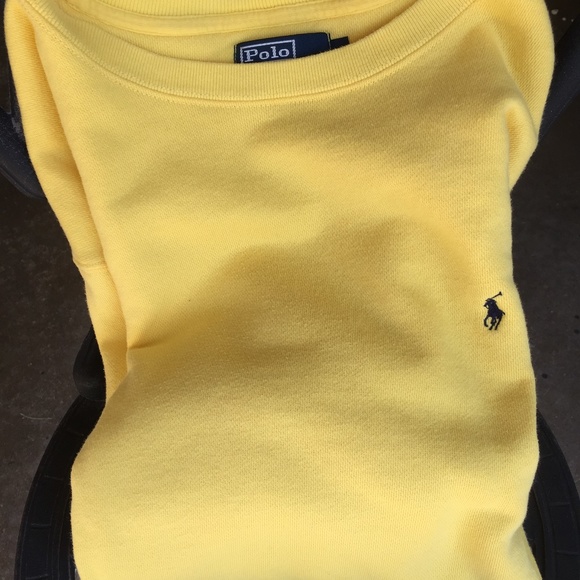 VINTAGE POLO BY RALPH LAUREN LONG SLEEVE CREW Tops - SZL*VNTGE * BRIGHT SUNNY YELLOW POLO *RLAUREN